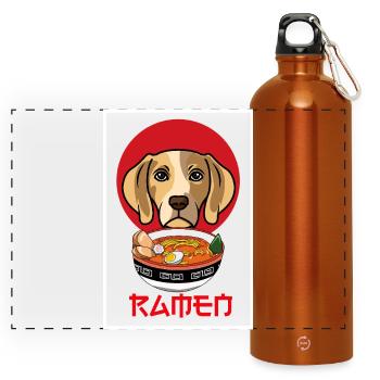 Süßes Beagle-Ramen Japanisches Pop-Art-Foodie-Geschenk - Panorama Trinkflasche mit Karabiner 750 ml - Orange - Vorne