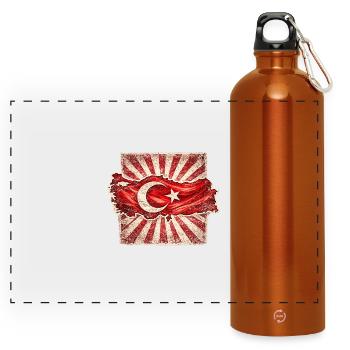 Carte du drapeau de la Turquie Œuvres d’art anciennes - Gourde panoramique avec mousqueton 750 ml - orange - Devant