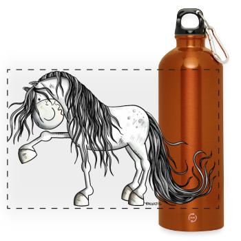 Lustiger Andalusier - Panorama Trinkflasche mit Karabiner 750 ml - Orange - Vorne