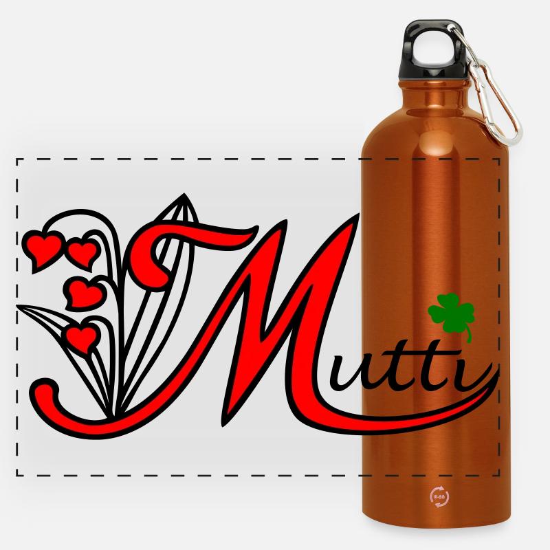 Mama, Muttertag, Mutti - Panorama Trinkflasche mit Karabiner 750 ml - Orange