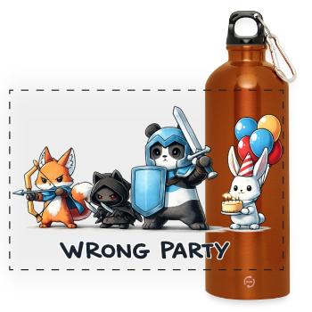 False Party – Knight, Rogue, Mage & Birth - Panoramic Drinks Bottle with Carabiner 750 ml - burnt orange - Front