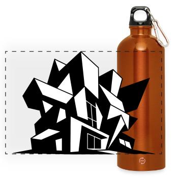 Brutalisme Architecture - Gourde panoramique avec mousqueton 750 ml - orange - Devant