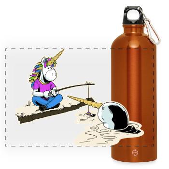 Licorne et narval - Gourde panoramique avec mousqueton 750 ml - orange - Devant