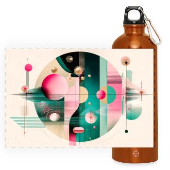 Composition Abstraite Envolée Chromatique - Gourde panoramique avec mousqueton 750 ml - orange - Devant