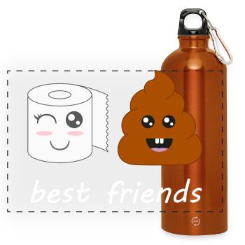 Klopapier und Poop - Panorama Trinkflasche mit Karabiner 750 ml - Orange - Vorne