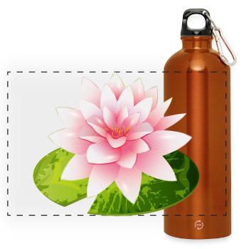 leuchtende Seerose mit grünem Seerosenblatt - Panorama Trinkflasche mit Karabiner 750 ml - Orange - Vorne
