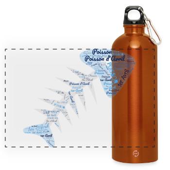 FISCH. APRILSCHERZ - Panorama Trinkflasche mit Karabiner 750 ml - Orange - Vorne