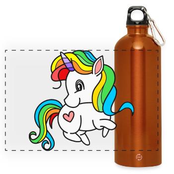 Licornes Licorne - Gourde panoramique avec mousqueton 750 ml - orange - Devant