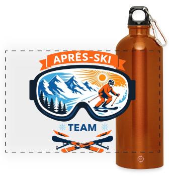 Apres Ski Team Comic Design - Panorama Trinkflasche mit Karabiner 750 ml - Orange - Vorne