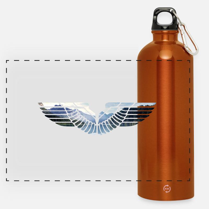 Emblème aile d'aigle - Gourde panoramique avec mousqueton 750 ml - orange