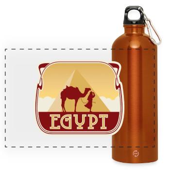 Ägypten Reise Souvenir Aufkleber ägyptische Flagge Abzeichen - Panorama Trinkflasche mit Karabiner 750 ml - Orange - Vorne