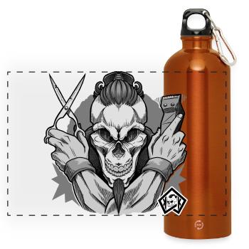 Coiffeur, Barbier, Coupe de cheveux, Maître Coiffeur - Gourde panoramique avec mousqueton 750 ml - orange - Devant