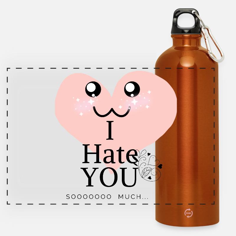 Kawaii Heart I Hate - Panoramic Drinks Bottle with Carabiner 750 ml - burnt orange