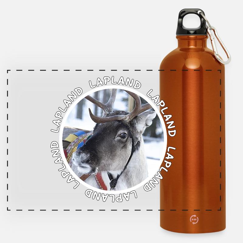 Lapland reindeer - Panoramic Drinks Bottle with Carabiner 750 ml - burnt orange