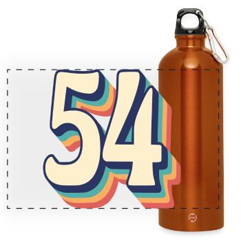 Vintage Retro T-Shirt Nummer 54 Vierundfünfzig - Panorama Trinkflasche mit Karabiner 750 ml - Orange - Vorne