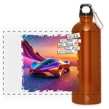 AFFICHE Dicton porte-bonheur | Voiture futuriste - Gourde panoramique avec mousqueton 750 ml - orange - Devant