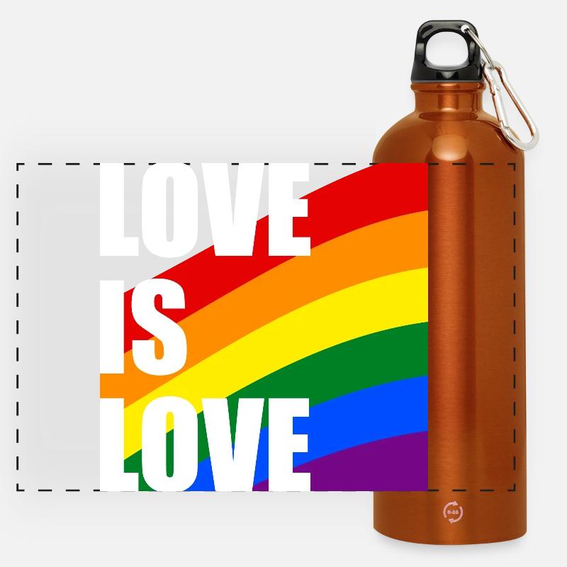 LiebeIstLiebe Regenbogen - Panorama Trinkflasche mit Karabiner 750 ml - Orange