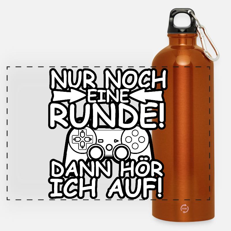 Game Over Later - Panorama Trinkflasche mit Karabiner 750 ml - Orange