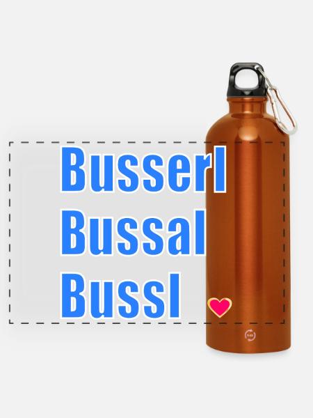 BAYERN BAYERISCH KÜSSEN FLIRTEN - Panorama Trinkflasche mit Karabiner 750 ml - Orange
