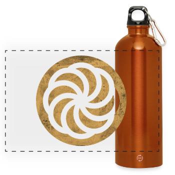 Signe d'éternité arménien dans un cercle doré - Gourde panoramique avec mousqueton 750 ml - orange - Devant