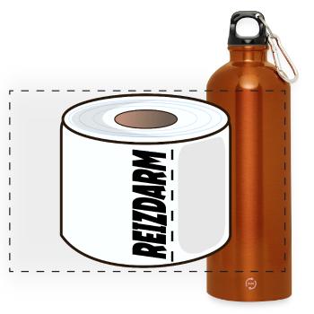 REIZDARM KLOPAPIER VERDAUUNG - Panorama Trinkflasche mit Karabiner 750 ml - Orange - Vorne