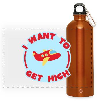 I WANT TO GET HIGH - Gourde panoramique avec mousqueton 750 ml - orange - Devant