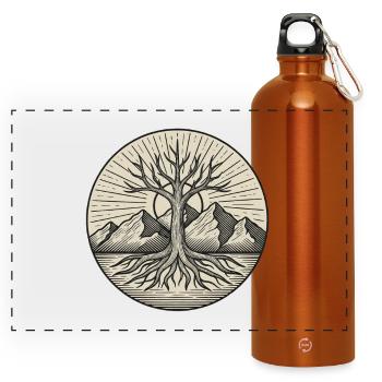 Tree of Life - Panoramic Drinks Bottle with Carabiner 750 ml - burnt orange - Front