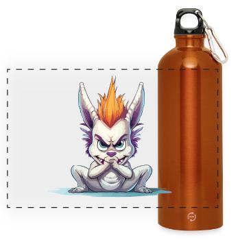 Wütendes Mohawk Häschen - Panorama Trinkflasche mit Karabiner 750 ml - Orange - Vorne