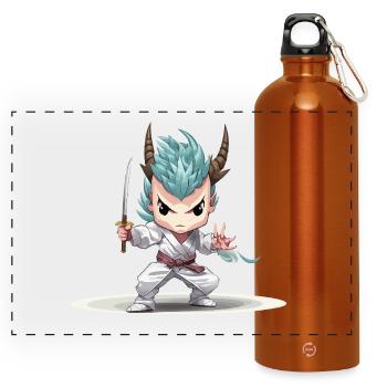 Guerrier Chibi avec Katana - Gourde panoramique avec mousqueton 750 ml - orange - Devant