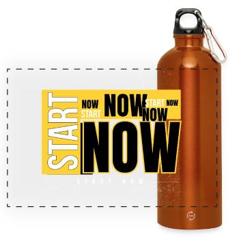 Start Now Bold Typography - Panoramic Drinks Bottle with Carabiner 750 ml - burnt orange - Front