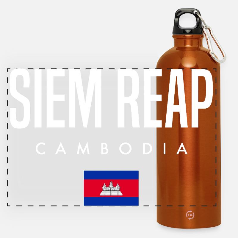 Siem Reap Cambodia Khmer - Panoramic Drinks Bottle with Carabiner 750 ml - burnt orange