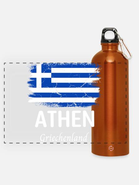 Athen - Panorama Trinkflasche mit Karabiner 750 ml - Orange