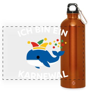 Karnewal Jecke Carnaval : Cadeau de jeux de mots drôles - Gourde panoramique avec mousqueton 750 ml - orange - Devant