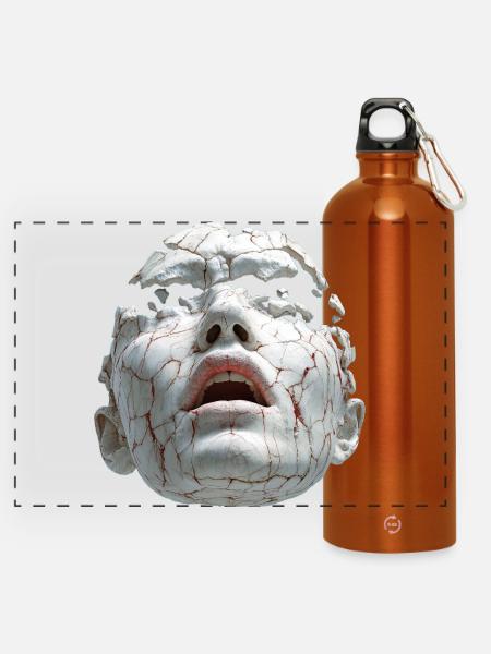 Zerbrochene Porzellanmaske - Panorama Trinkflasche mit Karabiner 750 ml - Orange