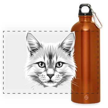 Angora Cat White Angora Cat Cute Angora Cats - Panoramic Drinks Bottle with Carabiner 750 ml - burnt orange - Front