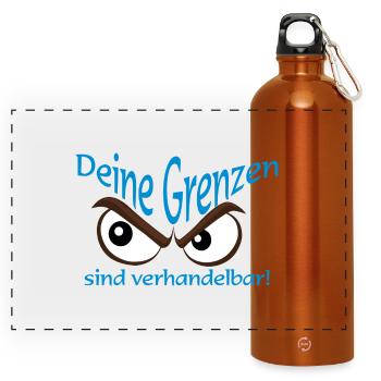 Deine Grenzen sind verhandelbar - Panorama Trinkflasche mit Karabiner 750 ml - Orange - Vorne
