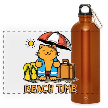 Beach Time 1 - Panoramic Drinks Bottle with Carabiner 750 ml - burnt orange - Front