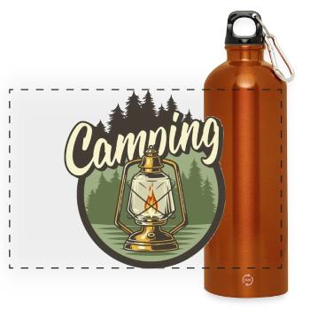 Campinglaterne im Wald - Panorama Trinkflasche mit Karabiner 750 ml - Orange - Vorne