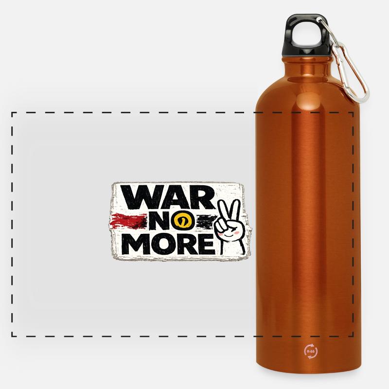 War No More – Sticker Peace & Humanity - Panoramic Drinks Bottle with Carabiner 750 ml - burnt orange