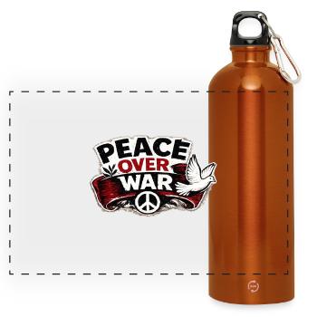 War No More – Sticker Peace & Humanity  - Gourde panoramique avec mousqueton 750 ml - orange - Devant