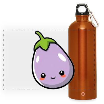 Aubergine - Panorama Trinkflasche mit Karabiner 750 ml - Orange - Vorne