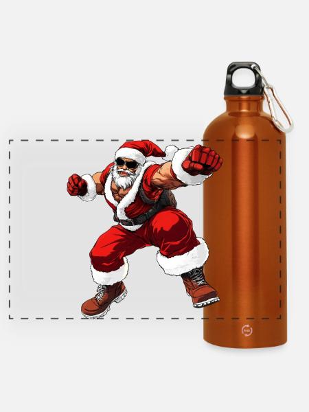 Boxer Weihnachten - Panorama Trinkflasche mit Karabiner 750 ml - Orange