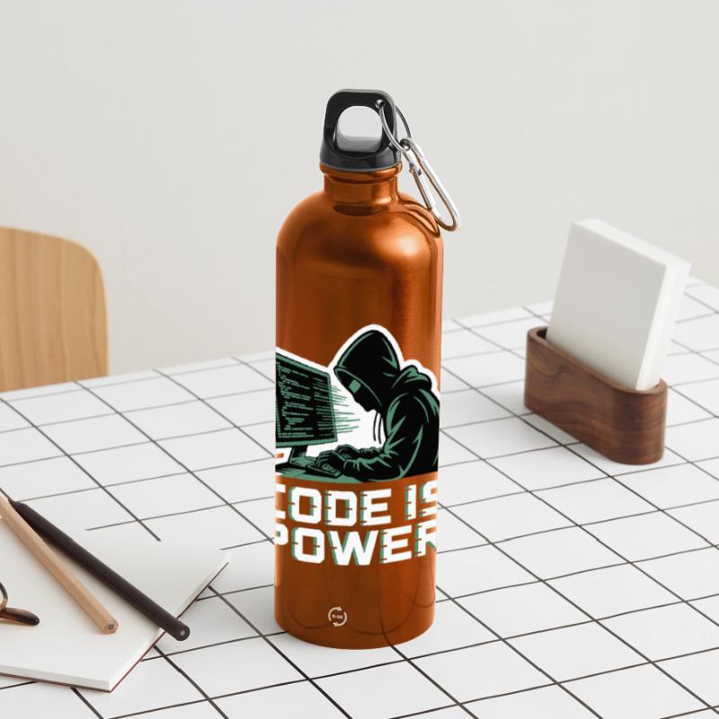 Cyber Hacker Code Infinity Design Gourde panoramique avec mousqueton 750 ml