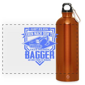 Baggerfahrer Sprüche Baugeräteführer Hochbau - Panorama Trinkflasche mit Karabiner 750 ml - Orange - Vorne