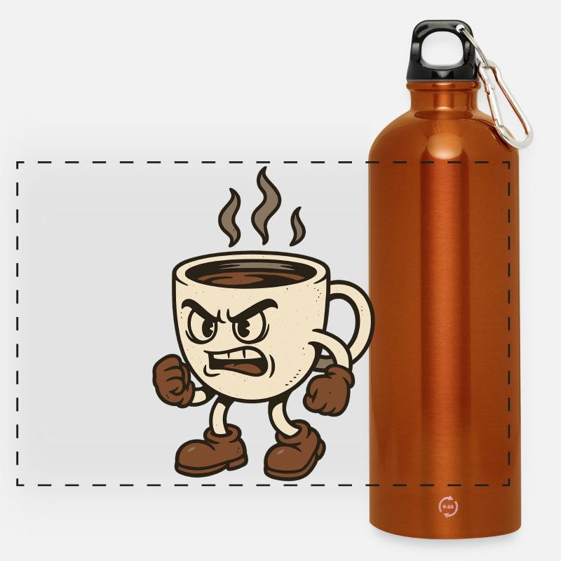 Delicate Coffee Mug with Fighting Pose - Panoramic Drinks Bottle with Carabiner 750 ml - burnt orange