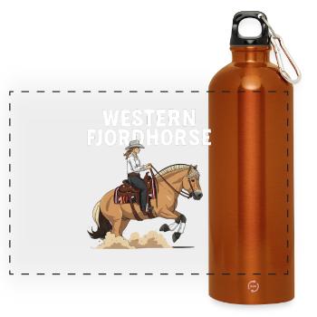 Western Fjordhorse Reiter - Panorama Trinkflasche mit Karabiner 750 ml - Orange - Vorne