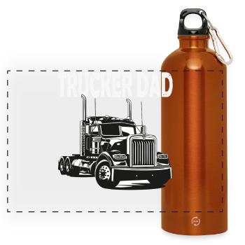 Trucker Dad Truck-Print - Panorama Trinkflasche mit Karabiner 750 ml - Orange - Vorne