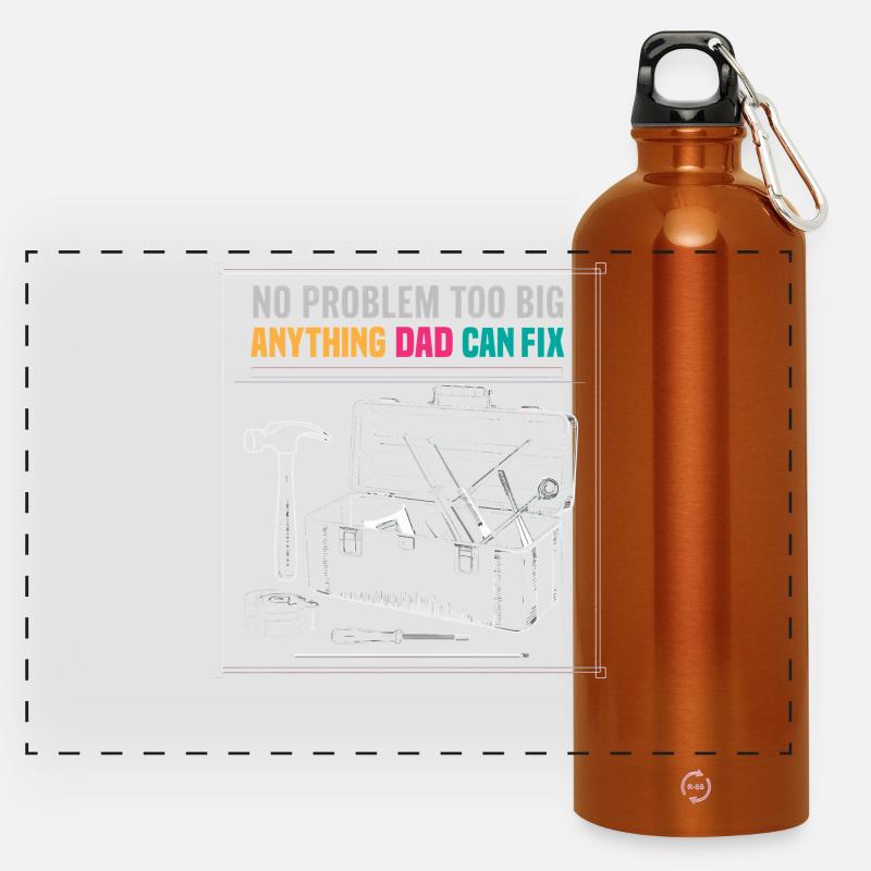 Dad Fix It Toolbox Graphic - Panoramic Drinks Bottle with Carabiner 750 ml - burnt orange