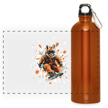 Fuchs Snowboard - Panorama Trinkflasche mit Karabiner 750 ml - Orange - Vorne