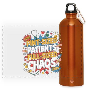 Pediatric Nurse Pint-Sized Patients Children Nurse - Panoramic Drinks Bottle with Carabiner 750 ml - burnt orange - Front